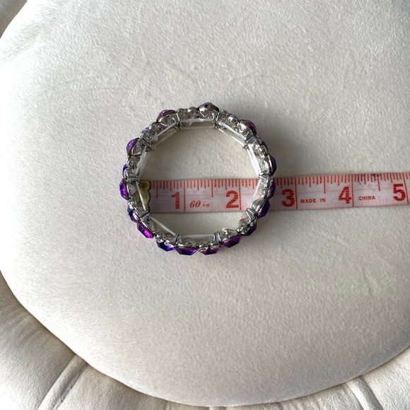 Rhinestone Purple blue crystal beaded bracelet stretch New NWT - Picture 11 of 12